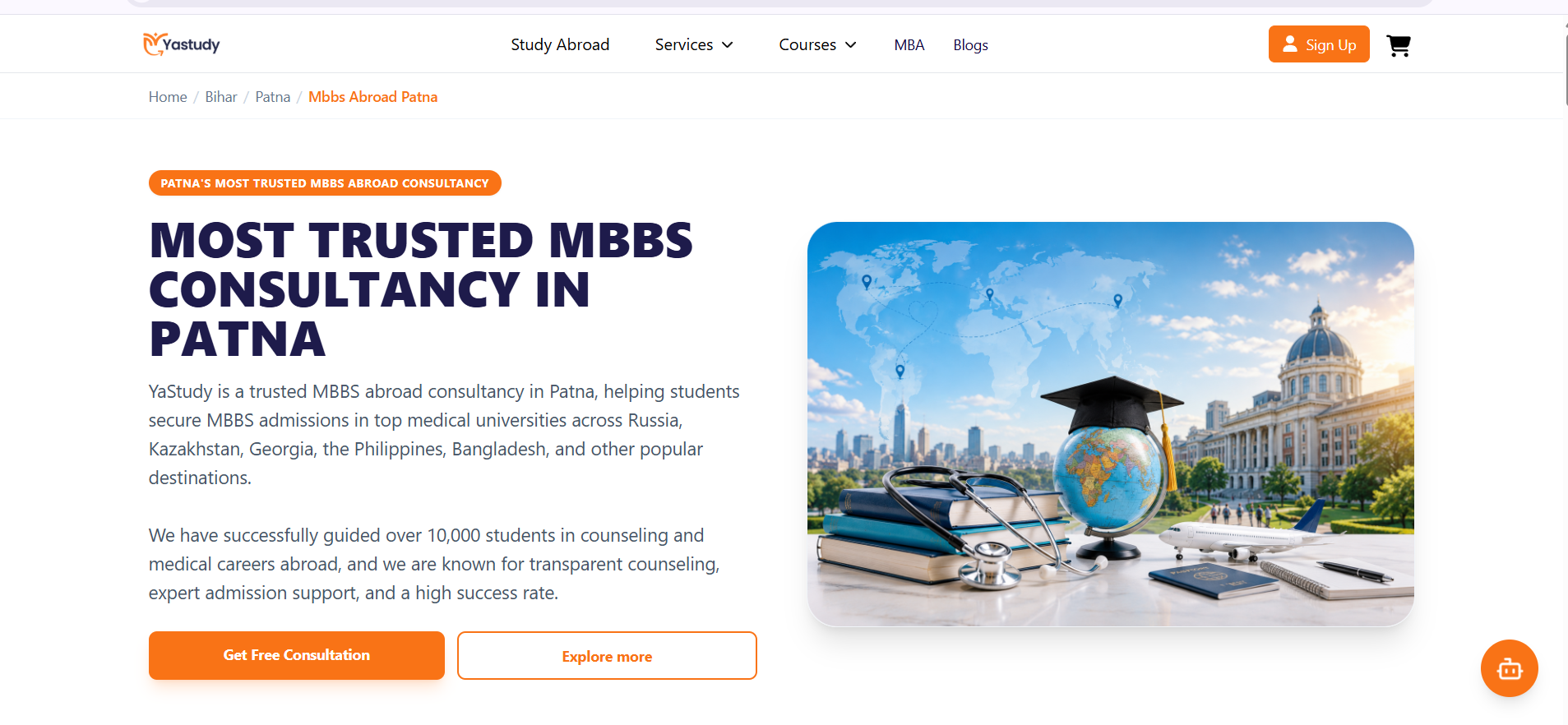 Yastudy MBBS Abroad Patna landing page